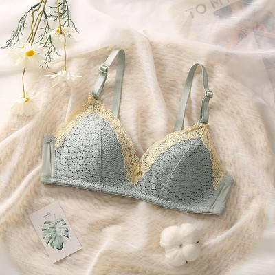 Confortabil, broderie florală, fără sudură, sexy, fără fir, sutiene din dantelă pentru femei sutien push-up Bralette Lenjerie de corp din bumbac moale Lenjerie