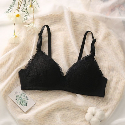 Confortabil, broderie florală, fără sudură, sexy, fără fir, sutiene din dantelă pentru femei sutien push-up Bralette Lenjerie de corp din bumbac moale Lenjerie