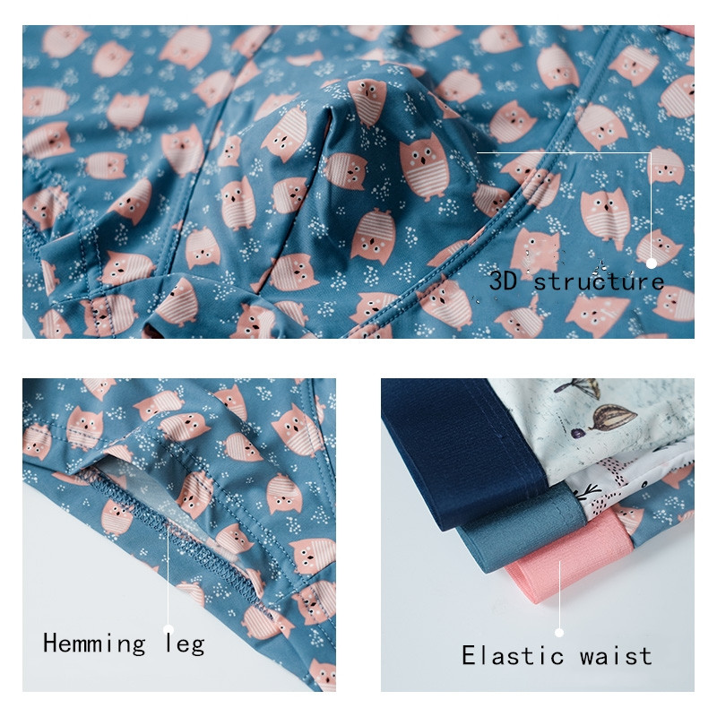 Chiloți bărbați 3 buc Lenjerie de gheață din mătase Boxer fără urmă, imprimare cu personalitate la modă, ultra-subțire, respirabilă, vânzare