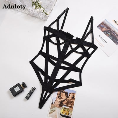 Aduloty New Ladies Sexy Strappy Hollow Cross Seksīga erotiska apakšveļa Bodijs Underwire Gather Bra Sling Apakšveļa Strings