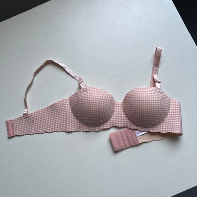 Seksikas rinnahoidja ruuduline trükitud õmblusteta aluspesu naistele No Trace Gather pesu Push Up rinnahoidjad Intiimsed Bralette naiste riided