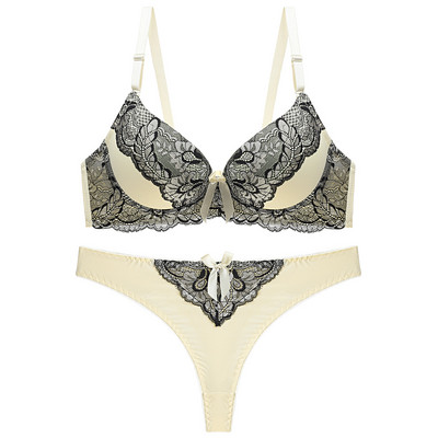 Σέξι δαντέλα Γυναικεία Push Up Σετ σουτιέν Παγιέτες Στριγκ Σουτιέν Σύντομα Σετ Γαλλικά Ρομαντικά οικεία εσώρουχα σετ εσώρουχα