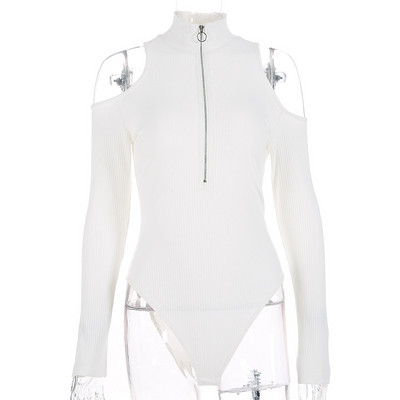 Naiste vabaaja turtlene kaelusega tõmblukuga varrukateta õhukesed õhukesed bodid Moodne naiste bodi 2019 suvesügis