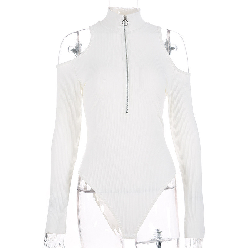 Femei ocazional cu gât rotit cu fermoar, fără mâneci, subțire, subțire, body pentru damă, vară, toamnă, 2019