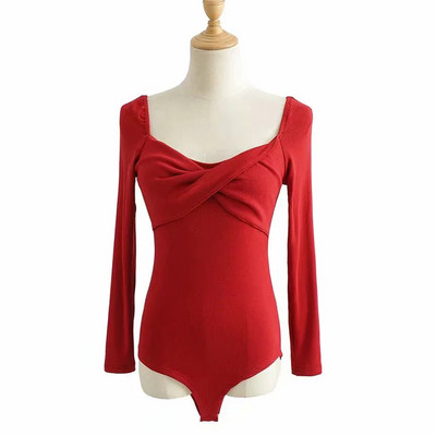 Body pentru femei cu gât încrucișat cu coaste în față