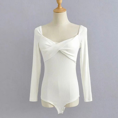 Body pentru femei cu gât încrucișat cu coaste în față