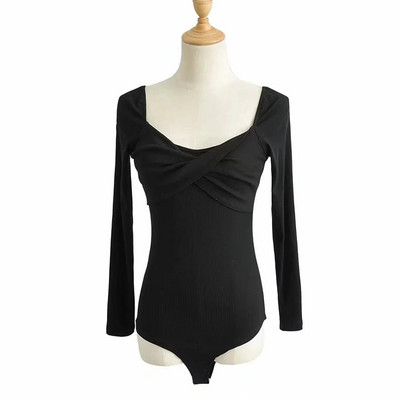 Body pentru femei cu gât încrucișat cu coaste în față