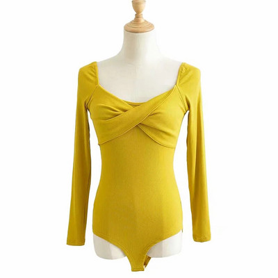 Body pentru femei cu gât încrucișat cu coaste în față