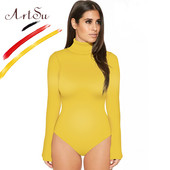 ArtSu Body de toamnă pentru toate se potrivesc Feminino Salopete elastice, sexy, cu mânecă lungă, cu gât rotic, pentru femei, pe corp, de iarnă, Top dintr-o bucată