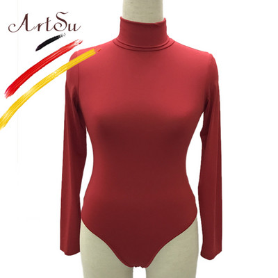 ArtSu Body de toamnă pentru toate se potrivesc Feminino Salopete elastice, sexy, cu mânecă lungă, cu gât rotic, pentru femei, pe corp, de iarnă, Top dintr-o bucată