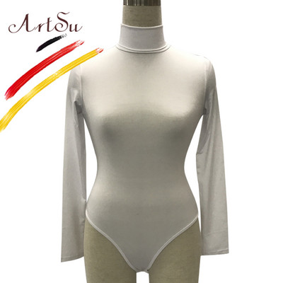ArtSu Body de toamnă pentru toate se potrivesc Feminino Salopete elastice, sexy, cu mânecă lungă, cu gât rotic, pentru femei, pe corp, de iarnă, Top dintr-o bucată