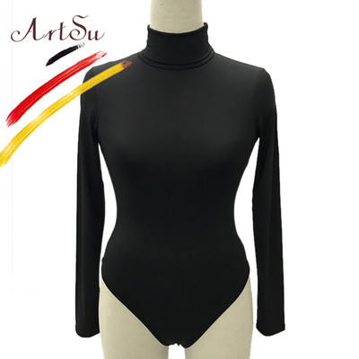 ArtSu Body de toamnă pentru toate se potrivesc Feminino Salopete elastice, sexy, cu mânecă lungă, cu gât rotic, pentru femei, pe corp, de iarnă, Top dintr-o bucată