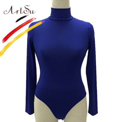 ArtSu Body de toamnă pentru toate se potrivesc Feminino Salopete elastice, sexy, cu mânecă lungă, cu gât rotic, pentru femei, pe corp, de iarnă, Top dintr-o bucată