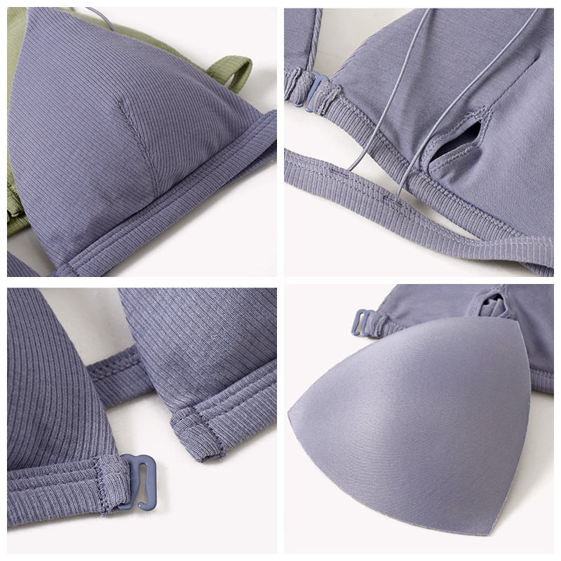 Seksikas prantsuse puuvillane juhtmevaba rinnahoidja, pehme, õhuke kolmnurkne kauss, esikinnitusega seljata suvine naiste aluspesu, Bralettle 2020