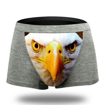 Puuvillased meeste bokserid õmblusteta hundi keskmise vööga aluspüksid, pikad loomamustrilised pesu Saisus pehme U-kumer aluspesu