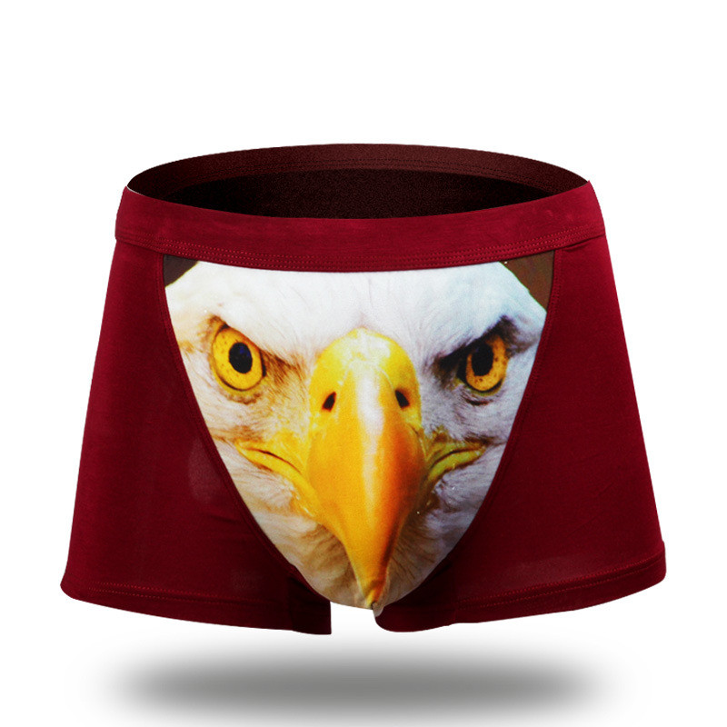 Puuvillased meeste bokserid õmblusteta hundi keskmise vööga aluspüksid, pikad loomamustrilised pesu Saisus pehme U-kumer aluspesu