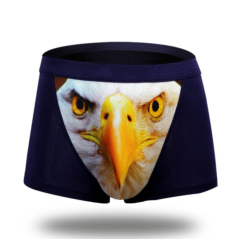 Puuvillased meeste bokserid õmblusteta hundi keskmise vööga aluspüksid, pikad loomamustrilised pesu Saisus pehme U-kumer aluspesu