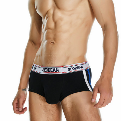 Slip boxeri pentru bărbați de marca SEOBEAN Lenjerie de corp din bumbac respirabil Chiloți pentru bărbați Pantaloni scurți Boxer U geantă convexă 2023 Boxer nou pentru bărbați