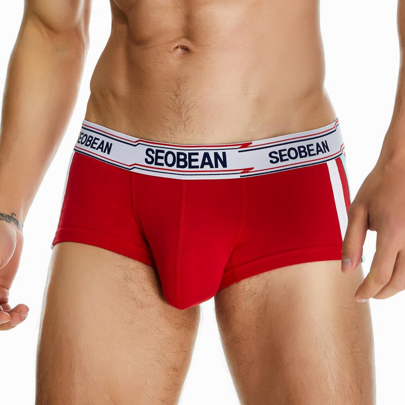 Slip boxeri pentru bărbați de marca SEOBEAN Lenjerie de corp din bumbac respirabil Chiloți pentru bărbați Pantaloni scurți Boxer U geantă convexă 2023 Boxer nou pentru bărbați