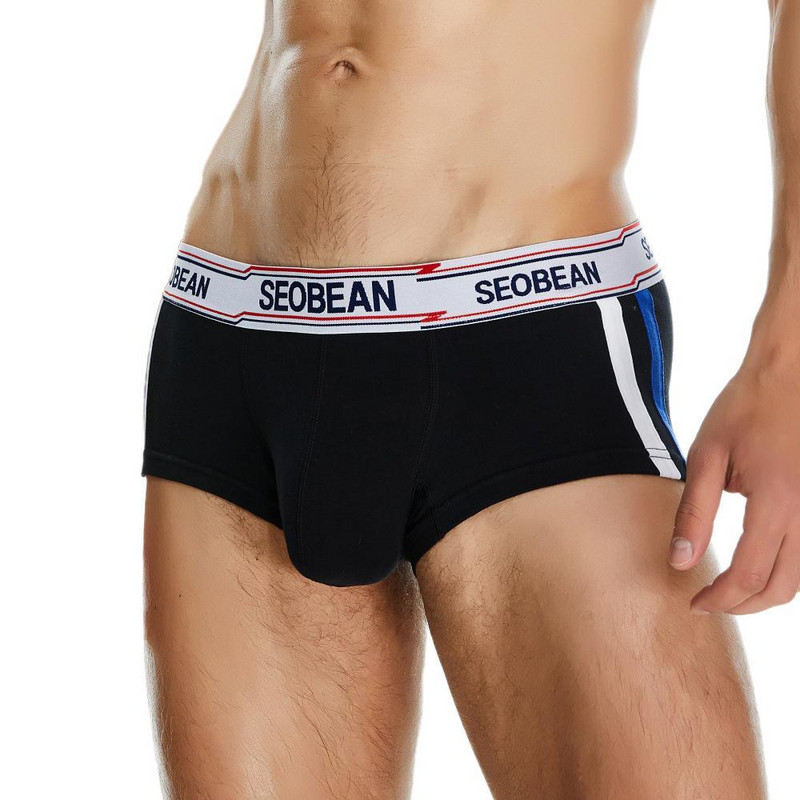 Slip boxeri pentru bărbați de marca SEOBEAN Lenjerie de corp din bumbac respirabil Chiloți pentru bărbați Pantaloni scurți Boxer U geantă convexă 2023 Boxer nou pentru bărbați
