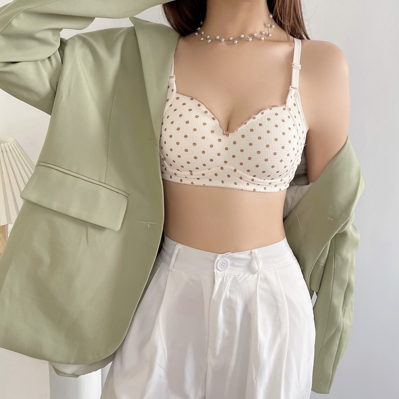 Γυναικείο σουτιέν χωρίς ραφές, σέξι μοτίβο με κουκκίδες Εσώρουχα που αναπνέουν λεπτό, αντιχαλαρωμένο γιαπωνέζικα γλυκά και χαριτωμένα κορίτσια Μαθητές