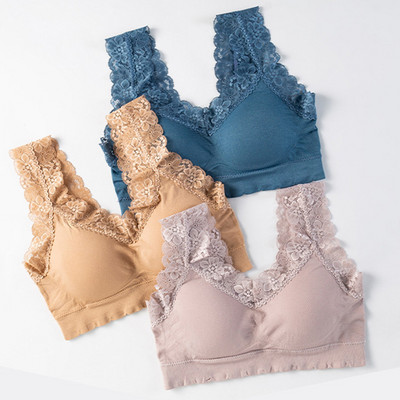 Bezšuvju krūšturis sievietēm Apakšveļa Seksīgs mežģīņu krūšturis Push Up Bralette Wireless BH apakšveļas augšējais veste krūšturis