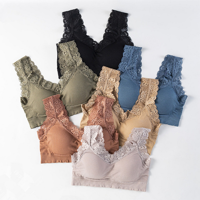 Sutien fără cusături pentru femei Lenjerie de corp Sexy din dantelă Sutien Push Up Bralette Wireless BH Lingerie Top Vest Sutien