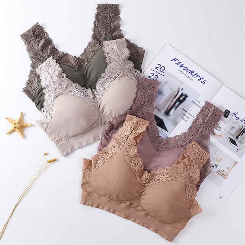 Sutien fără cusături pentru femei Lenjerie de corp Sexy din dantelă Sutien Push Up Bralette Wireless BH Lingerie Top Vest Sutien