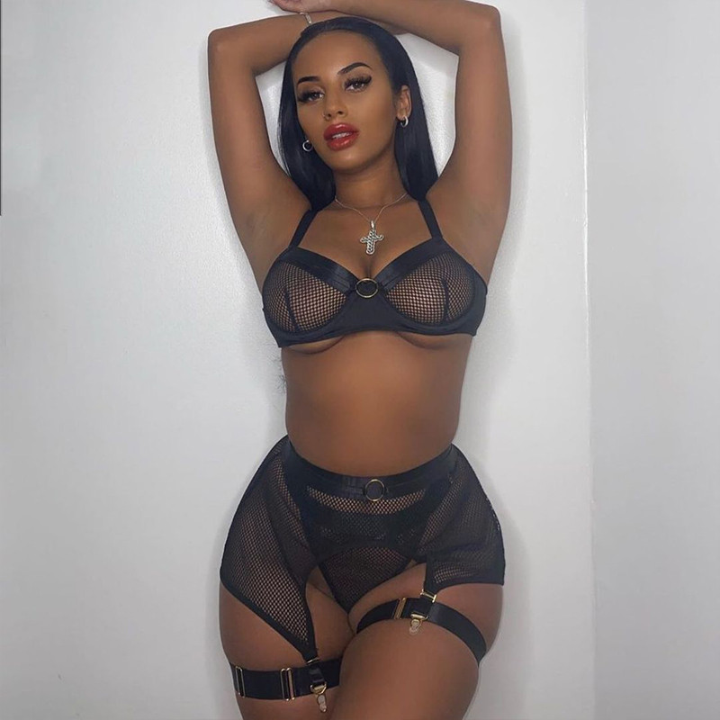 Sexy Bodys Εσώρουχα Γυναικεία Διχτυωτό Ερωτικά Κοστούμια 3 τεμαχίων εξωτικά εσώρουχα Σετ εσώρουχα εσώρουχα Ζαρτιέρες Διάφανο σουτιέν και σετ εσώρουχα