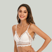 Γαλλικού στιλ σέξι U σουτιέν Push Up σουτιέν για γυναίκες με λεπτή δαντέλα Bralette Wire Free Brassiere Εσώρουχα Deep V Crop Top Εσώρουχα