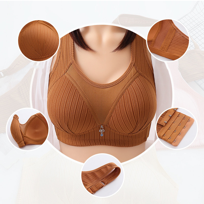 Памучна сутиен сутиен с тънка чашка Дамски сутиен с пуш-ап сутиени с голям размер Безшевно дишащо събирано бельо Възрастна майка Сутиен без джанти