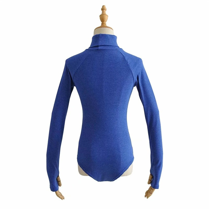 Euroopa sügisesed uued seksikad õõnsad kõrge kaelusega õhuke veniv alus õõnsad pikkade varrukatega body, Hole Rompers YC8A