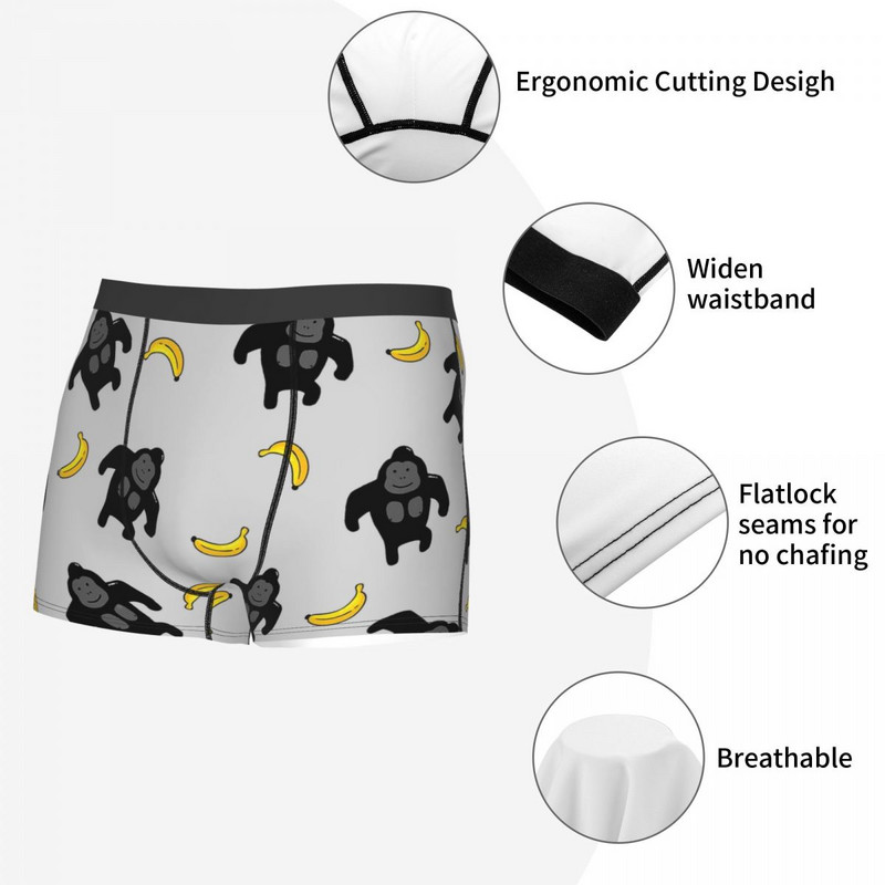 Gorilla Bananas Creative Design Σώβρακο Βαμβακερό εσώρουχο Ανδρικά εσώρουχα Σέξι σορτς μποξεράκι