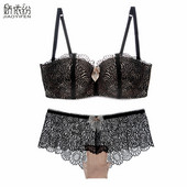 Reducere fierbinte Europa Lenjerie de corp pentru femei 1/2 Cupă Sutien sexy din dantelă Set chiloți Set de lenjerie florală de in Sexy Set sutien Push Up din dantelă Brand JYF