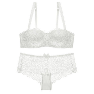 Reducere fierbinte Europa Lenjerie de corp pentru femei 1/2 Cupă Sutien sexy din dantelă Set chiloți Set de lenjerie florală de in Sexy Set sutien Push Up din dantelă Brand JYF