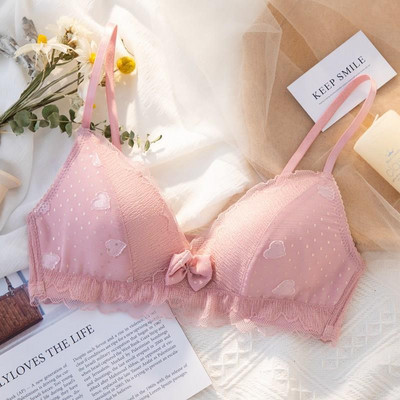 Fără inel de oțel Lenjerie de corp Adunați-vă pentru a închide sânii Sutien anti-lăsare Suprafață din dantelă Sutien Pure Desire Sexy Floral Love Top