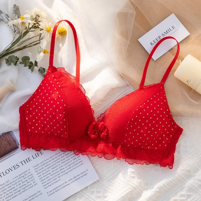 Fără inel de oțel Lenjerie de corp Adunați-vă pentru a închide sânii Sutien anti-lăsare Suprafață din dantelă Sutien Pure Desire Sexy Floral Love Top