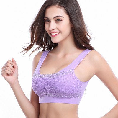 BIBI UBRA Femei Culturism Fitness Yoga Tanc fără sudură Antrenament Racerback Stretch Captușat Crop Topuri Respirabile Sutien sport din dantelă