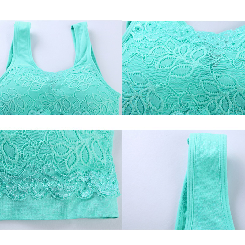 BIBI UBRA Femei Culturism Fitness Yoga Tanc fără sudură Antrenament Racerback Stretch Captușat Crop Topuri Respirabile Sutien sport din dantelă