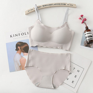 Õmblusteta rinnahoidjakomplekt naistele aluspesu Push Up pesukomplekt Traadita rinnahoidja ja püksipükste komplekt Suures suuruses SML XL suuruses intiimne naisterahvas