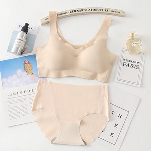 Õmblusteta rinnahoidjakomplekt naistele aluspesu Push Up pesukomplekt Traadita rinnahoidja ja püksipükste komplekt Suures suuruses SML XL suuruses intiimne naisterahvas
