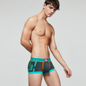 Boxeri cu imprimare cu numere cu dungi pentru bărbați la modă Trunchi sexy pentru bărbați, strânși, din bumbac, respirabil, în husă U, chiloți Hombre Ropa Interior