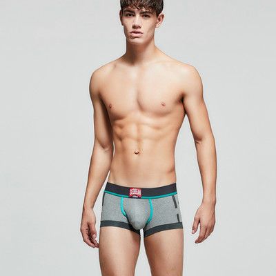 Boxeri cu imprimare cu numere cu dungi pentru bărbați la modă Trunchi sexy pentru bărbați, strânși, din bumbac, respirabil, în husă U, chiloți Hombre Ropa Interior