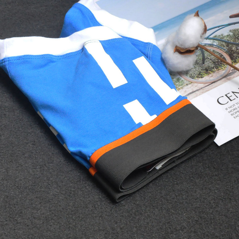 Boxeri cu imprimare cu numere cu dungi pentru bărbați la modă Trunchi sexy pentru bărbați, strânși, din bumbac, respirabil, în husă U, chiloți Hombre Ropa Interior