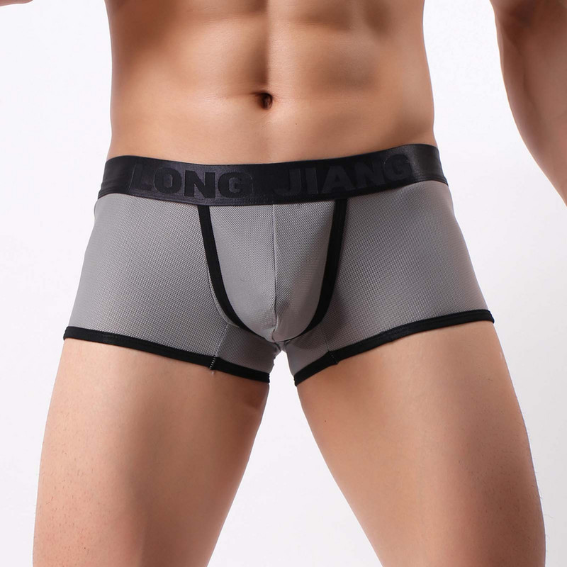 Mesh Solid Plus Size Boxeri Slip Lenjerie sexy Lenjerie de corp Pantaloni Tip separat Chiloți Boxeri Boxeri pentru bărbați Lenjerie de corp Bumbac