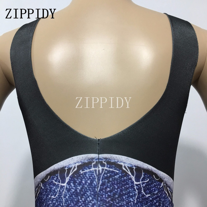 Seksikas musta sidemega teksapüksid trükitud bodi Naislaulja lavakostüüm Stretch Denim trikoo ööklubi pidu Tähista riided