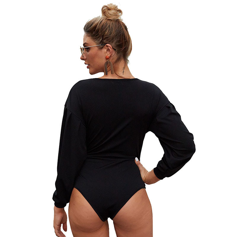 CINESSD Γυναικεία σέξι ολόσωμη φόρμα με λαιμόκοψη μαύρο μακρυμάνικο ψηλόμεσο στενή κοντή φόρμα Playsuit Office Lady Casual Soft Rompers