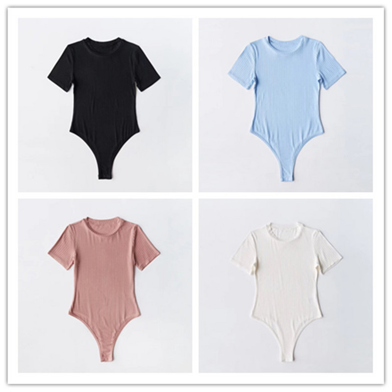 4 culori Vintage retro clasic sexy body blue baby salopetă tricotată cu mânecă scurtă și moale