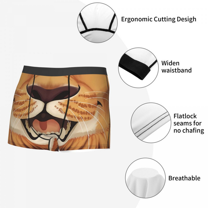 Masculin Lion Maw Cartoon Mouth Chiloți Homme Chiloți Lenjerie de corp pentru bărbați Pantaloni scurti confortabili Boxer