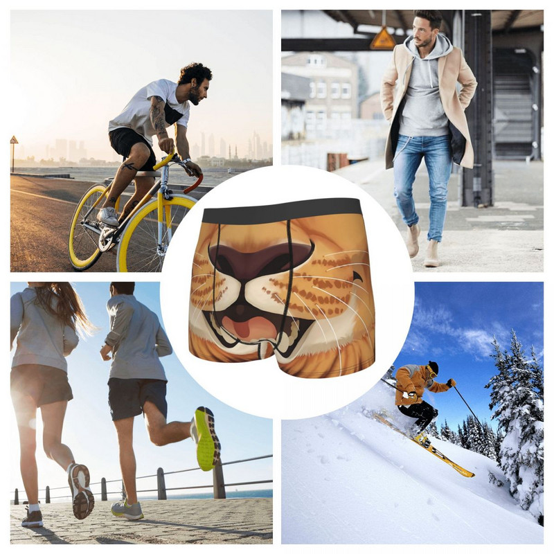 Masculin Lion Maw Cartoon Mouth Chiloți Homme Chiloți Lenjerie de corp pentru bărbați Pantaloni scurti confortabili Boxer